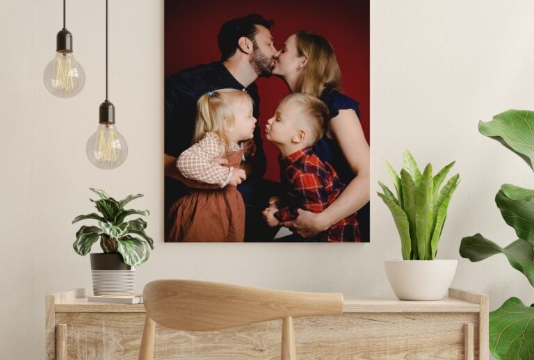 beige modern minimal Wohnzimmer Wandbild Familie